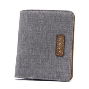 Plånbok i kanvastyg - grå vertikal