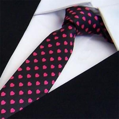 Smal slips - Svart med små rosa hjärtan