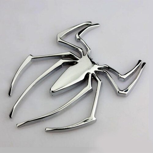 Bildekor / emblem 3D spindel i kromfärgad metall