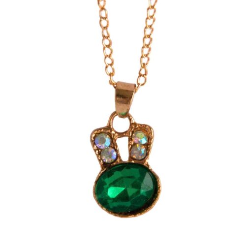 Halsband i guld med grön kristall