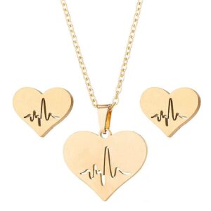 Smyckesset Halsband / Örhängen- Hjärtan Heartbeat