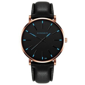 Elegant klocka med accentfärg - Svart / Blå