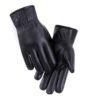 Klassiska handskar i konstläder - Svarta med vita sömmar