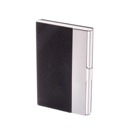 Kortfodral / Korthållare Card Case Stainless / Leather - Svart