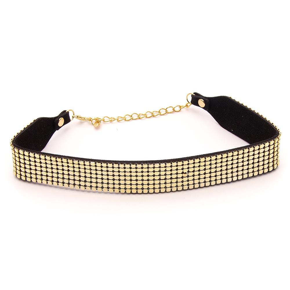 Halsband Choker Studs Bred - Guld / Silver