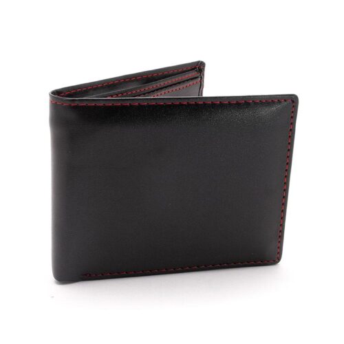 Stilren rymlig plånbok med röda stygn - Svart