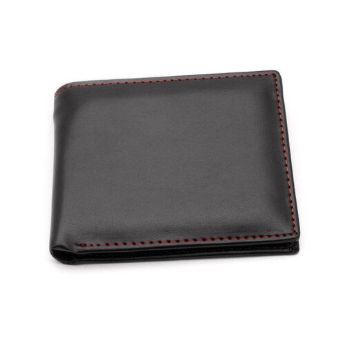 Stilren rymlig plånbok med röda stygn - Svart