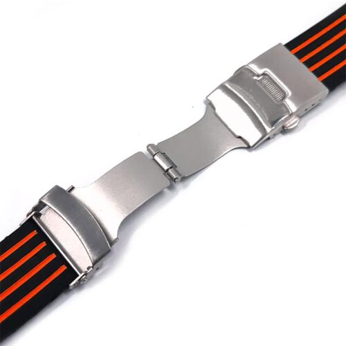 Klockarmband Ränder Silikon m metallspänne 20 mm - Välj färg