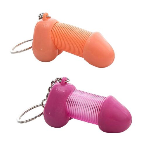 Rolig nyckelring - Fjädrande penis - Välj färg