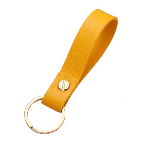Nyckelring - Läderband + guldring - Välj färg