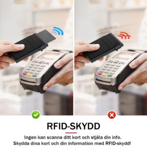 RFID-säker popup korthållare i aluminium + ytterfack - Svart
