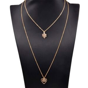 Halsband med dubbla kedjor - "Endless knot" Silver / Guld